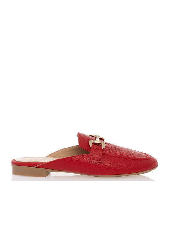 Flat Δερμάτινα Mules σε Κόκκινο Χρώμα