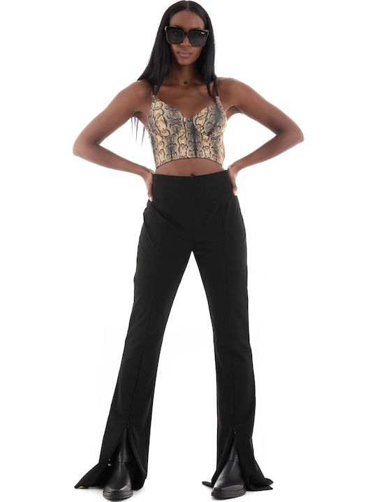 Halice Women's Fabric Trousers Regular Fit Black