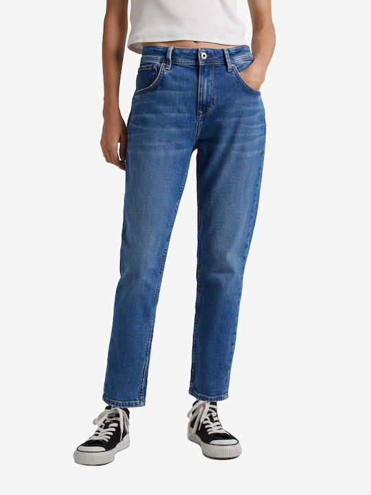 Guess Women's High-waisted Fabric Trousers in Relaxed Fit Blue