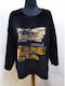 Damen Bluse Langärmelig Schwarz
