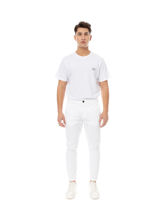 Cover Jeans Ανδρικό Παντελόνι Chino Ελαστικό Λευκό