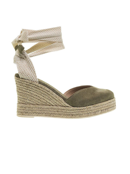 Mourtzi Damenplattformen im Espadrilles-Stil Khaki