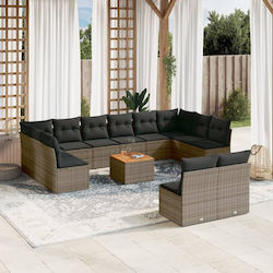 Outdoor Living Room Set with Pillows Grey 13pcs