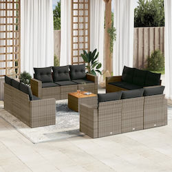 Outdoor Living Room Set with Pillows Grey 13pcs