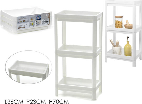 General Trade Montat pe perete Raft Baie Plastic cu 3 Rafturi 36x23x70cm