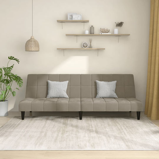 Doppelsitzer Sofa Bett Samt Hell Grau 200x84.5x69cm