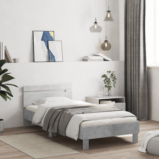 Einzelbett aus Holz in Betongrau mit Lattenrost für Matratze 100x200 cm