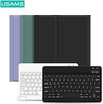 Usams Winro Klappdeckel Silikon / Kunststoff mit Tastatur Englisch US Lila Apple iPad 10.2 2019/2020 (7, 8 gen) IP1027YR03