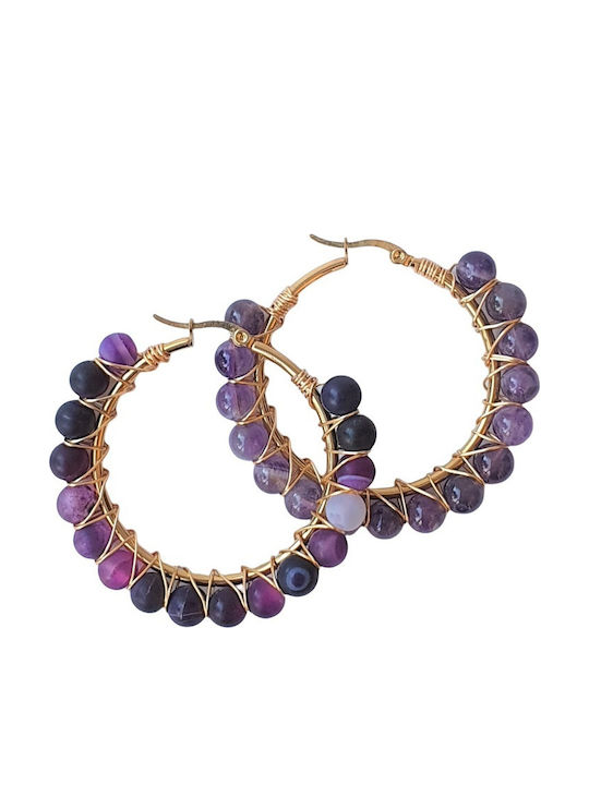 MI-TU Exclusive Cercei Placat cu aur Purple Beads