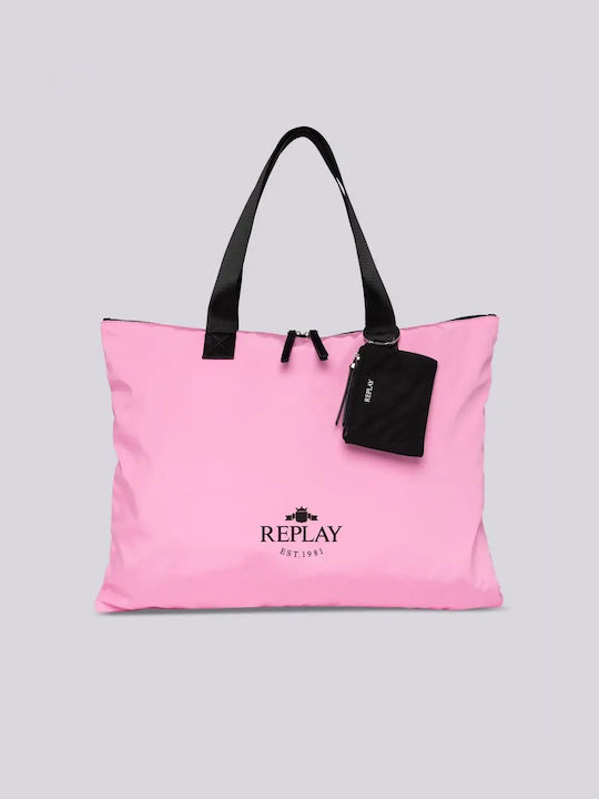 Replay Γυναικεία Τσάντα Shopper Ώμου Ροζ
