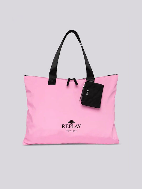 Replay Damen Tasche Shopper Schulter Rosa