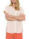 Women's Summer Blouse Short Sleeve with V Neckline Ecru