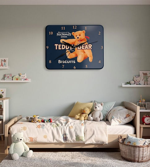 Oxygen Παιδικό Ρολόι Τοίχου Teddy Bear Ξύλινο 20x12cm