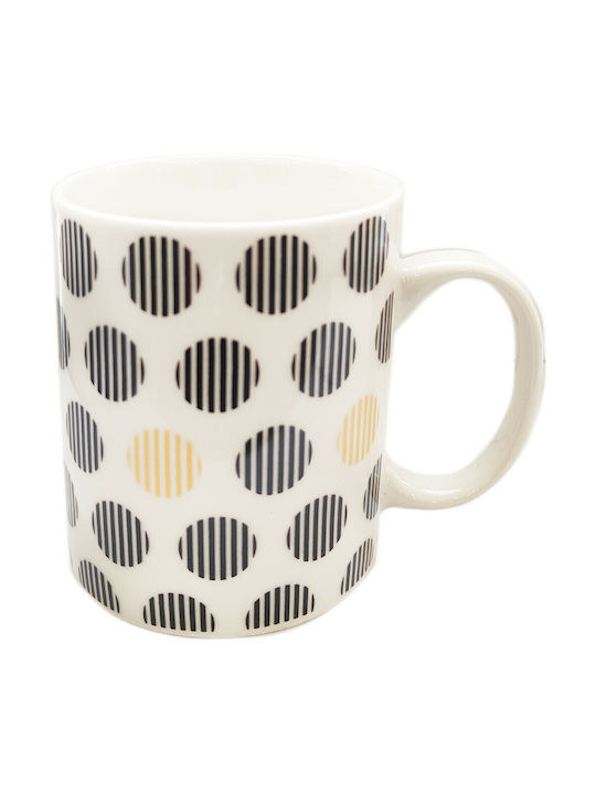 PKS Bone China Dots Κούπα από Πορσελάνη Λευκή 325ml