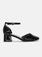 InShoes Patent Leather Black Heels with Strap