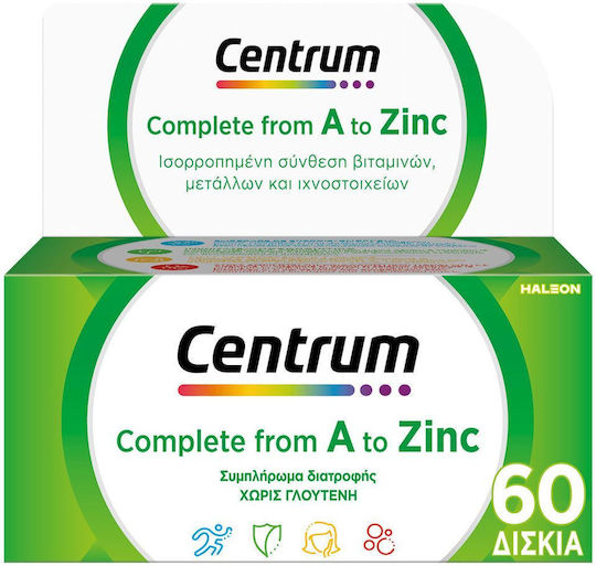 Centrum Complete From A To Zinc Multivitamină Cu vitamine și minerale pentru Energie & Întărirea Sistemului Imunitar 60 Tablete
