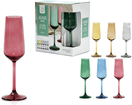 ArteLibre Set of Glasses Champagne made of Glass Stemmed 195ml 6pcs