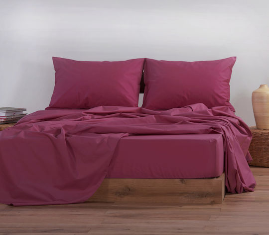Nef-Nef Homeware Basic Υπέρδιπλο 160x200+30εκ. με Λάστιχο Bordeaux