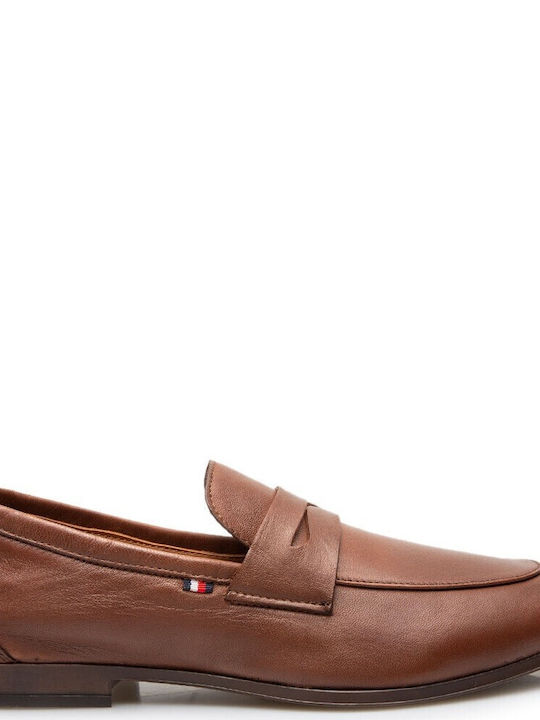 Tommy Hilfiger Men's Leather Loafers Tabac Brown