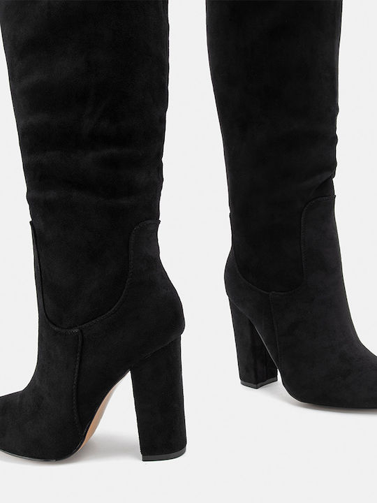 Bozikis Suede High Heel Women's Boots Black