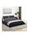 vidaXL Set Cotton Duvet Cover 140x200cm Single with Pillowcase Black