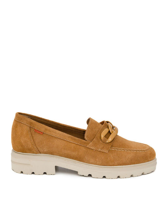 Leather Women's Moccasins in Tabac Brown Color