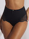 High-waisted Women's Slip with Lace Black