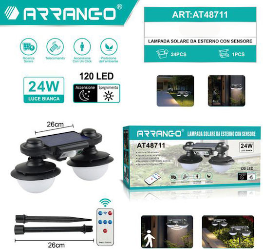 Arrango Wall Mounted Solar Light Traffic light 24W Cold White with Motion Sensor