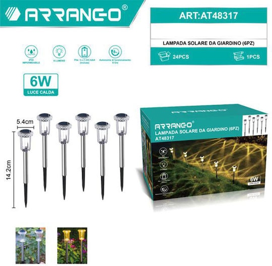 Arrango Καρφωτό Ηλιακό Φωτιστικό 6W Θερμό Λευκό με Φωτοκύτταρο IP55