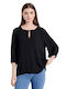 Matis Fashion Women's Summer Blouse with 3/4 Sleeve Black