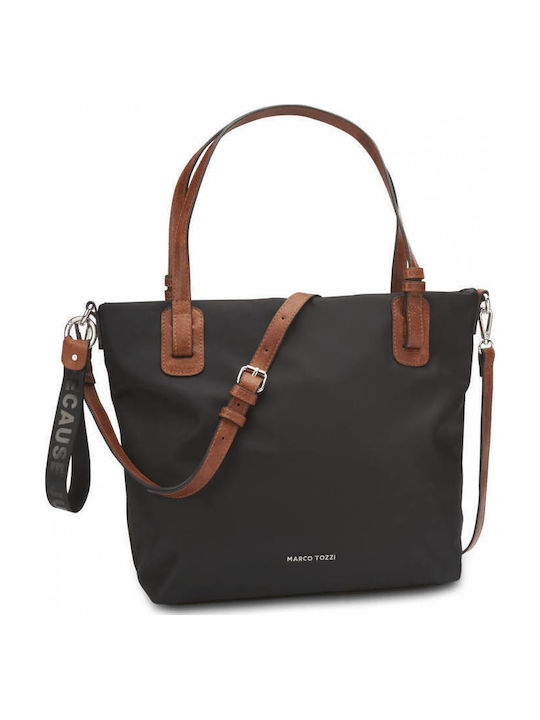 Schwarze Tote-Handtasche aus Stoff für Damen
