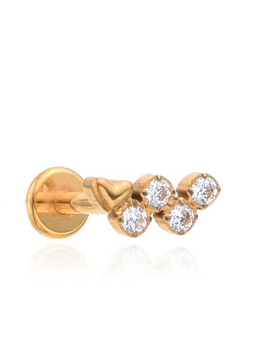 Asimi Body Piercing Σκουλαρίκια Τιτανίου Επιχρυσωμένα με Πέτρες