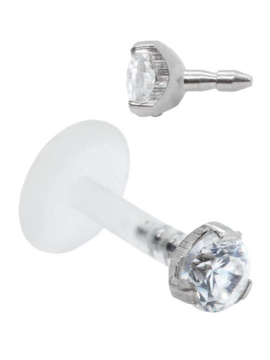 Piercing.gr Ohrpiercing Bar Mund aus Stahl Silber