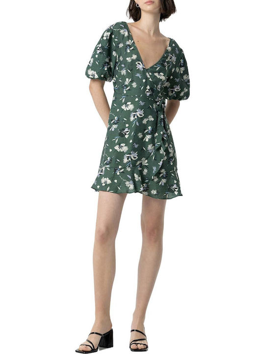 Tiffosi Mini Φόρεμα Κρουαζέ με Βολάν Πράσινο