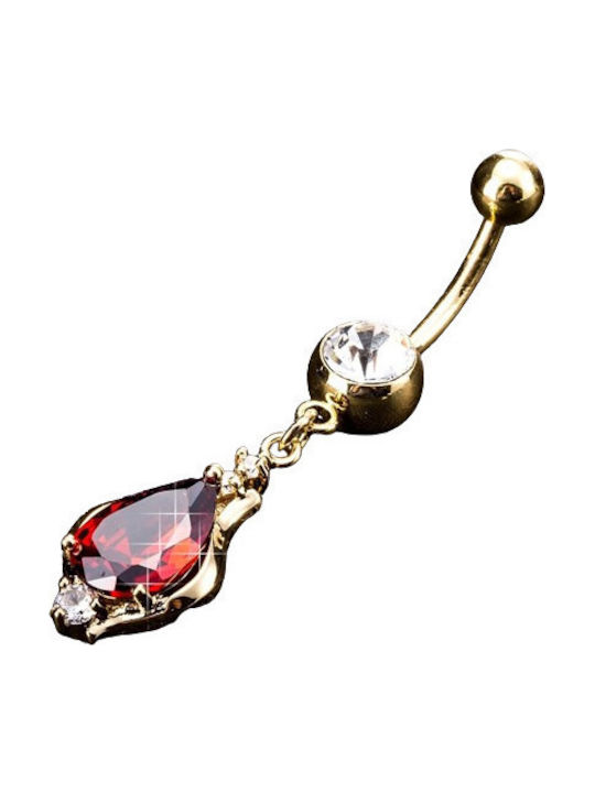Bauchnabelpiercing mit rotem Stein, Chirurgenstahl
