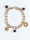 Handmade Cuoro Bracelet Made of Stainless Steel Chain and Semi-Precious Onyx Stones