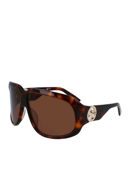 Longchamp Women's Sunglasses with Brown Plastic Frame and Brown Lens