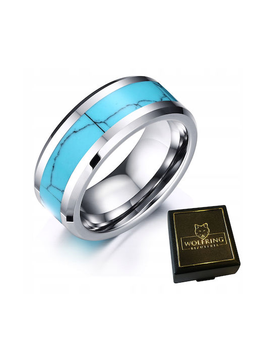 Wolfring Men's Steel Ring with Diamond