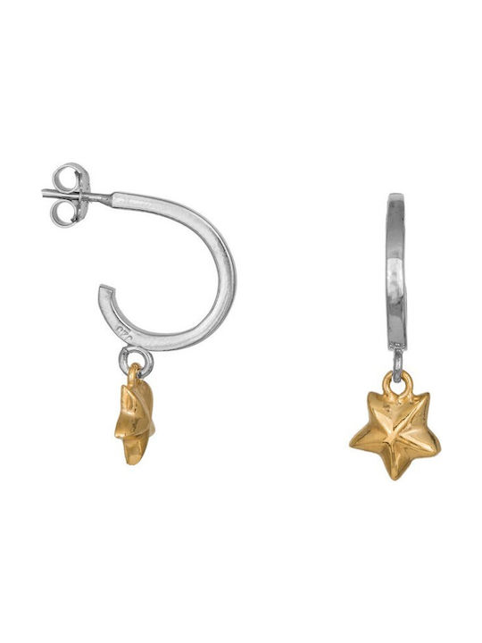 Two-tone Women's Earrings 925 With Hanging Stars 035901 035901 Silver