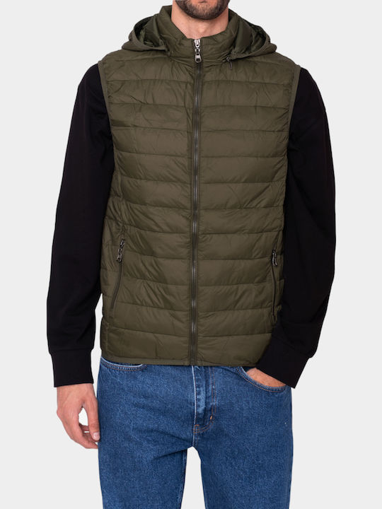 Sleeveless Jacket Puffer Khaki