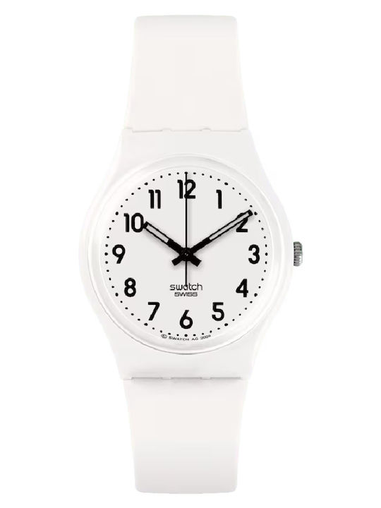 Swatch New Core Γυναικείο Ρολόι 34mm Μπαταρίας με Λευκό Καουτσούκ Λουράκι