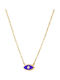 Loisir Loisir Mini Necklace Eye from Gold Plated Silver with Zircon Blue