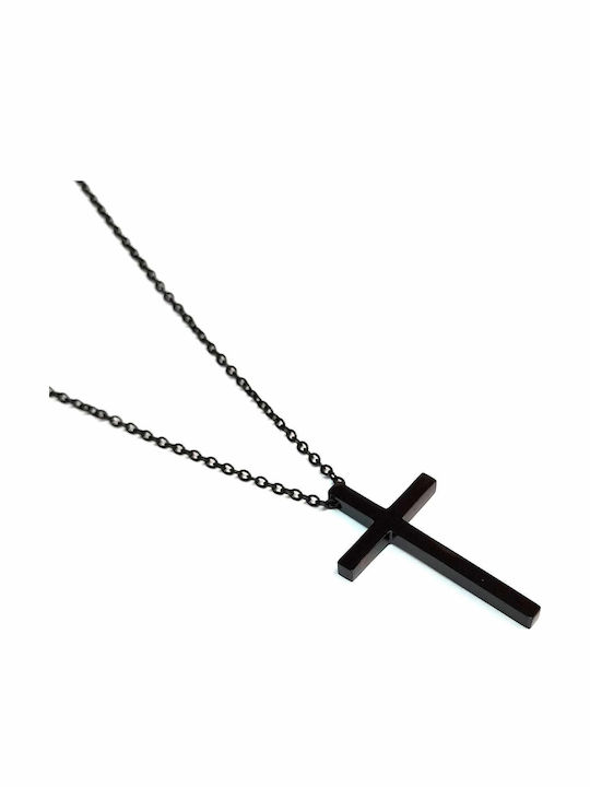 Amalfi Accessories Black Cross from Steel with Chain