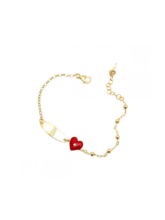 Polytimo Kids Bracelet Chain from Gold-plated Silver with Heart