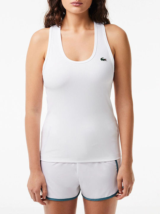 Lacoste Damen Sportliches Bluse Ärmellos White