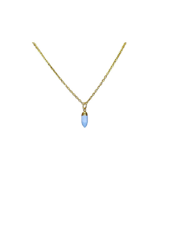 Blue Opal Necklace 18k Gold Plated Chain