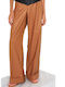Women's High-waisted Fabric Trousers Brown
