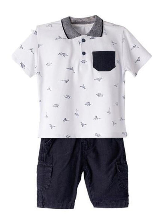 Hashtag Kids Set with Shorts Summer 2pcs White