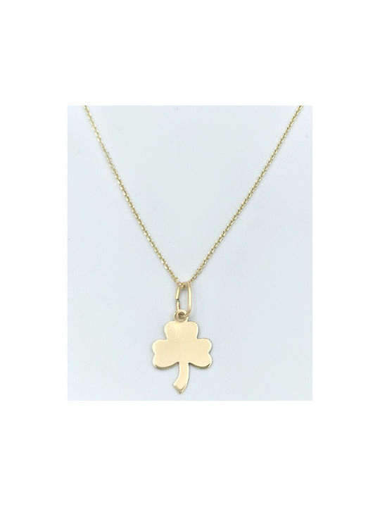 Necklace 14K Gold Clover Two-Sided