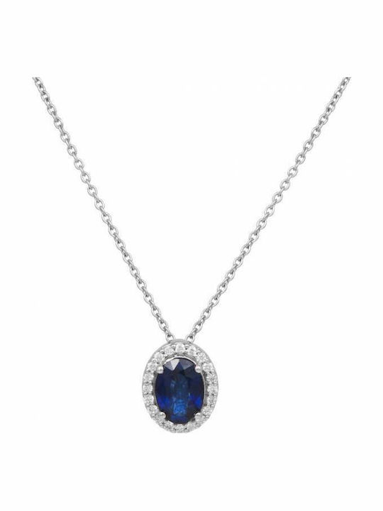 Λευκόχρυσο Κολιέ Ροζέτα Κ18 Sapphire And Diamonds 048534 048534 Χρυσός 18 Καράτια